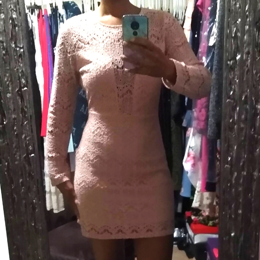Pink Lace Mini Dress